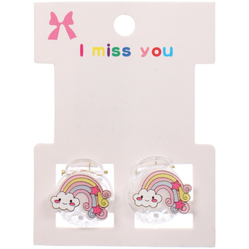 Заколки – крабы детские для волос 2шт на блистере «МАРЦИПАН», Радуга, 1,2см