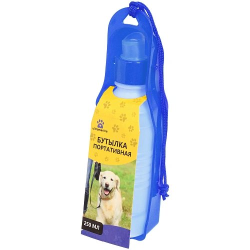 Поилка портативная прогулочная ЛЮБИМЫЙ БРО, цвет синий, 20см 250мл _9