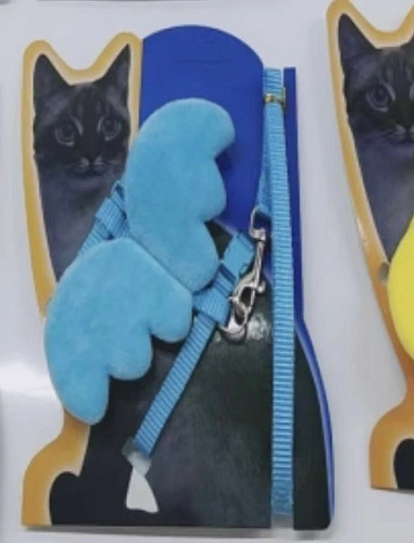 Шлейка с поводком "Ангел на прогулке" 150см цвет светло - голубой