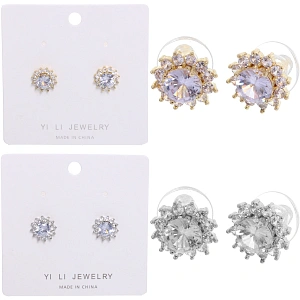 Серьги из гиппоалергенного металла со стразами "ПАЛУМНА", классика, цвет золото и серебро, 1,3-dсм