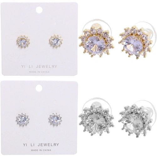 Серьги из гиппоалергенного металла со стразами "ПАЛУМНА", классика, цвет золото и серебро, 1,3-dсм