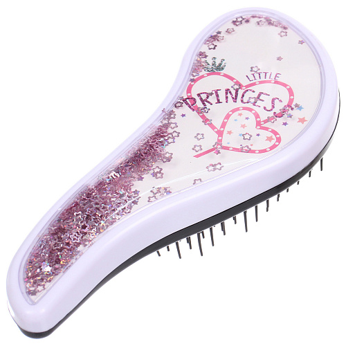 Расческа массажная компактная АМОР, блестки, микс 4 дизайна, 187,5см (PVC коробка)_3