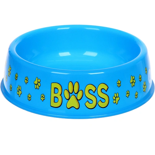 Миска пластиковая "МОЙ БРО - БОСС!, цвет небесно-синий,   21*6,5см (логотип на миске) 700мл
