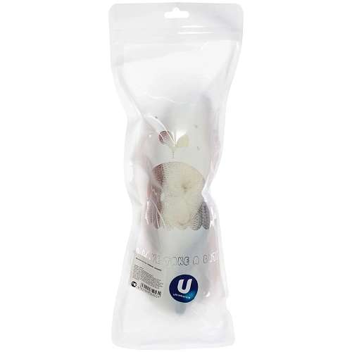 Мочалка для тела PREMIUM - FERGAMO, цвет белый  капучино, 266см, 60грамм, Zip пакет_6