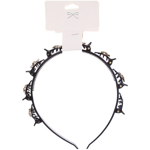 Ободок для волос ФАНТЭН, золотые зайки, цвет чёрный, 15см (Стикер на вложение 12шт)_4