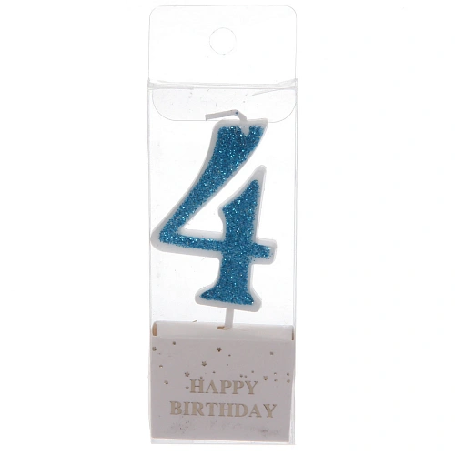 Свеча для торта Цифра Иллюзия 4 95 см, голубой_3