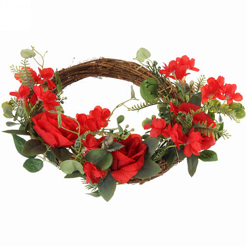 Искусственный цветы венок Сказка 42см цвет красный_5