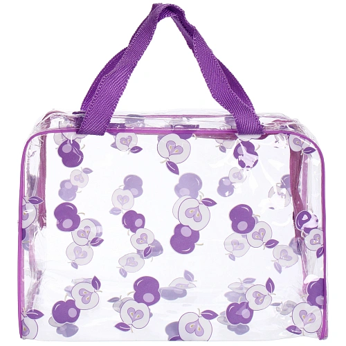 Косметичка прозрачная Adventure - Peas, яблочки, цвет сиреневый, 16239см_3