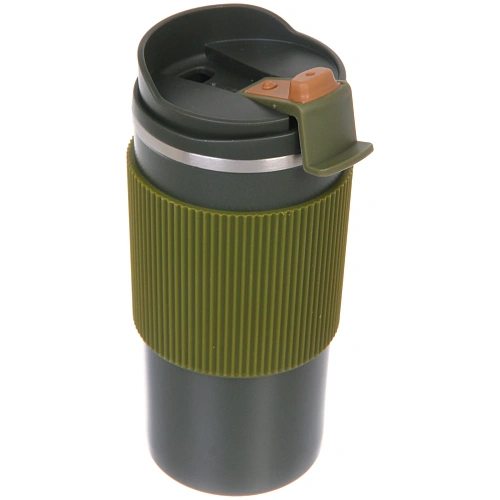 Термокружка 450мл Стиль с силиконовой вставкой, цвет зеленый_3