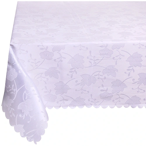 Скатерть 148180 см Классика, листья, цвет белый_3