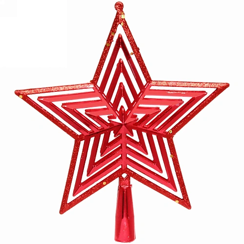 Звезда на ёлку 20см "Полоса объемная" красная