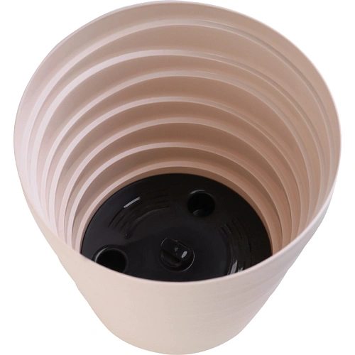 Кашпо для цветов пластиковое 1,4л d-14,5см Бархан Кремовый_3