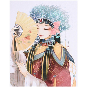 Алмазная мозаика на подрамнике с полным заполнением "МИР ЯРКИХ КРАСОК", Акамэ и веер, 20*30 см