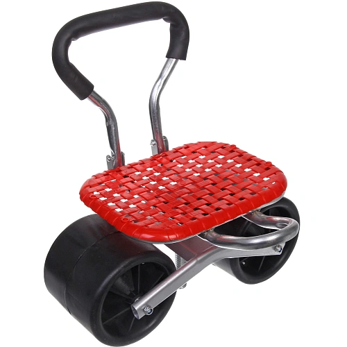 Стул садовый на колесах для прополки и работы в саду 354714см с поворотным механизмом(360°) складная спинка, цвет красный_10