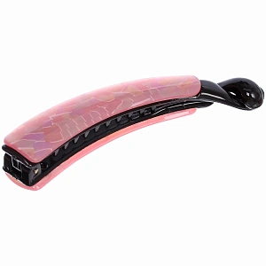 Заколка - банан для волос "AKS-EMPIRE", цвет черный / розовый перламутр, 11*2см (пакет с подвесом)