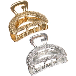 Заколка - краб для волос на блистере "КАСКАДА", трапеция, цвет золото и серебро, 2.5*4см (пакет с подвесом)