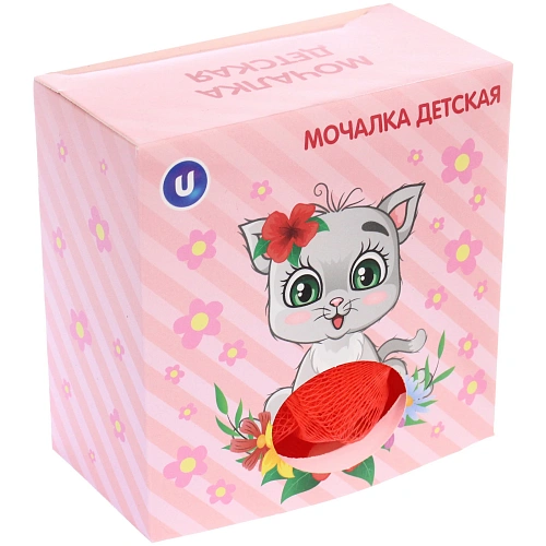 Мочалка детская полипропиленовая в красочной коробке KARAPPPUZ House, цвет красный, d - 10см,30гр_4