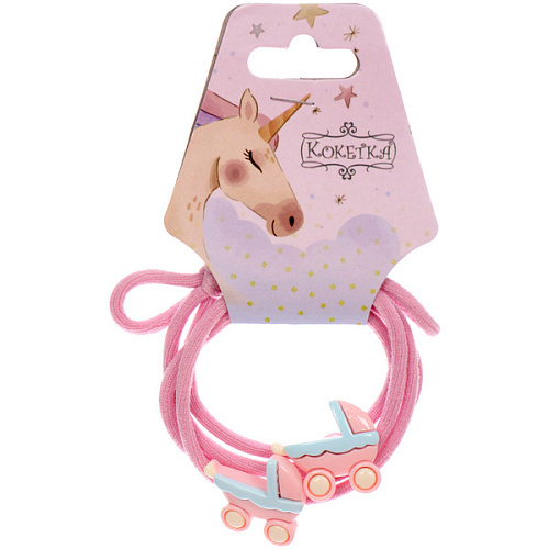 Резинки для волос 2шт МИМИШКА, колясочка, микс 5 цветов, d-5,5см (подвес Единорог)_4