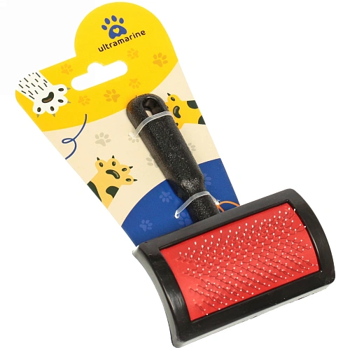 Расческа-пуходерка для кошек и собак Пушок 12см цвет черный на блистере_3