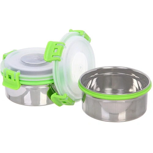 Набор Ланч-бокс 2шт 106см из нержавеющей стали с пластиковой крышкой в чехле_5