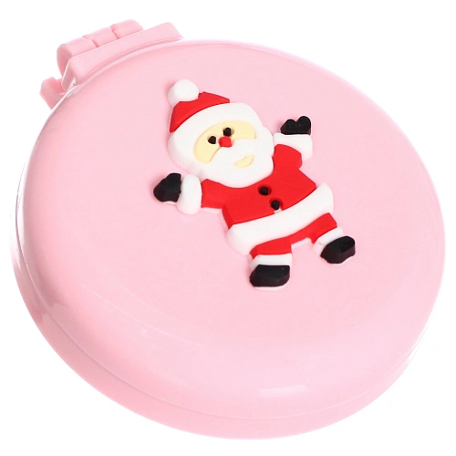 Расчёска массажная складная с зеркалом Новогодний Дед Мороз, цвет микс, d-6см_25