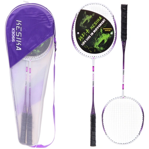 Бадминтон в наборе K-3066, 3 предмета: 2 металлические ракетки 65 см, чехол (цвет: фиолетовый)