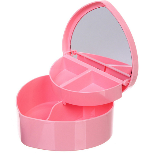 Шкатулка пластиковая с зеркалом KiKi HAUS, сердце, цвет розовый, 13511555см _3