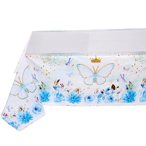 Скатерть "Бабочка принцесса" 108*180 см, пвх, Голубой