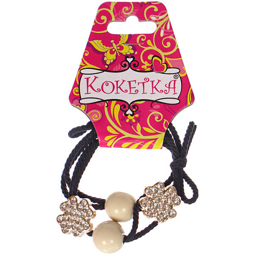 Резинки для волос 2шт ФАНТЕЭГРО, клевер, цвет черный, молочный и коричневый, d-55см (Кокетка)_6