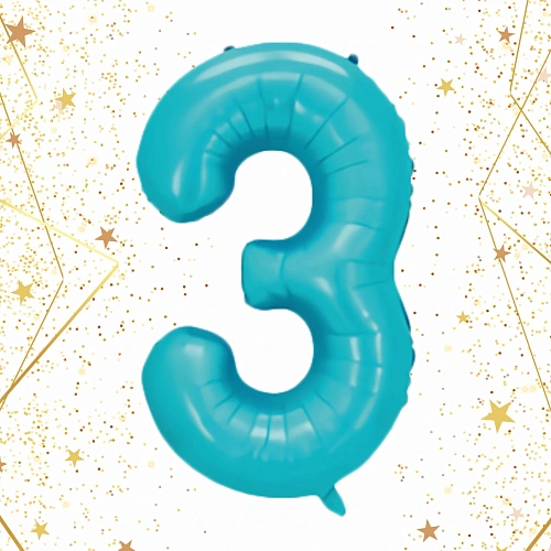 Шар фольгированный 32'81см Цифра 3 (голубой)_2