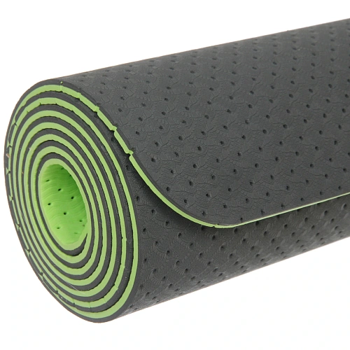 Коврик для йоги 6 мм 183х61 см Sports time перфорированный (ТРЕ), салатовыйсерый_10