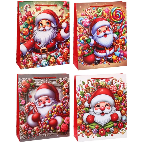 Пакет подарочный "Санта" 26*32*10 см, микс
