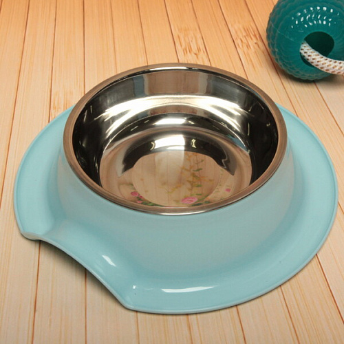 Миска металлическая Колор-Примула 250мл 21,55,5см на пластиковой подставке, цвет голубой_6