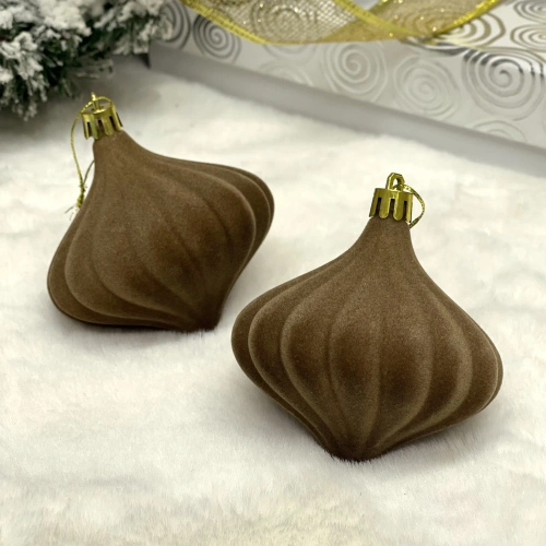 Набор ёлочных украшений VELOUR "Волшебная юла" 8 см (набор 2 шт), Кофейный