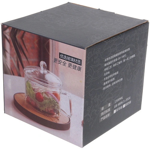 Кастрюля из боросиликатного стекла 1,5л Хай-Тек со стеклянными зелеными ручками_8