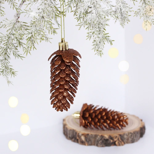 Ёлочные игрушки "Таинственное очарование" Шишки блестящие 9 см (набор 2 шт), шоколад