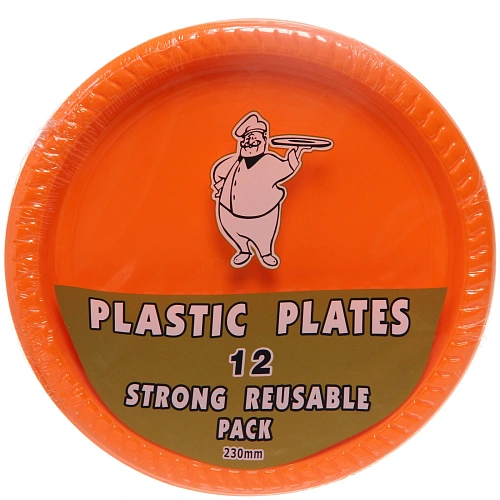 Тарелка пластиковая 23см в наборе 12шт оранжевая