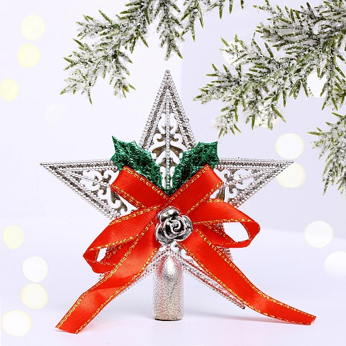 Верхушка на ёлку "Сияющая звезда" 10 см, серебро