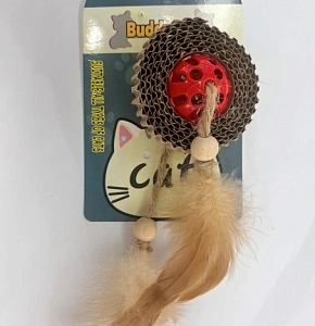 Игрушка - когтеточка "ЦапЦап", шарик с бубенчиком, цвет красный, 7*1,5см 