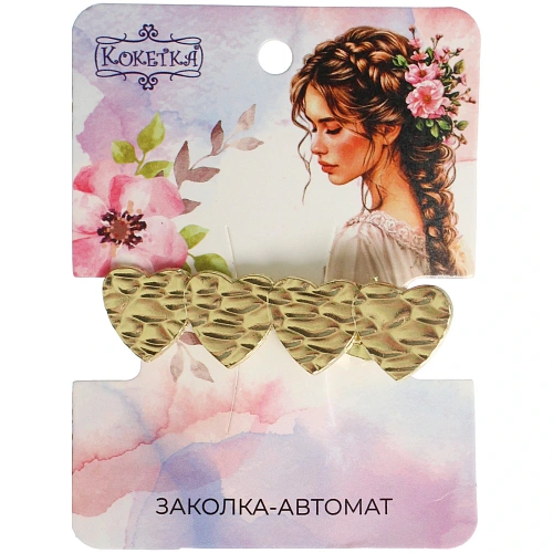 Зажим для волос AKS - DesignPRO, сердечки, цвет золото и хром, 51,3см_6