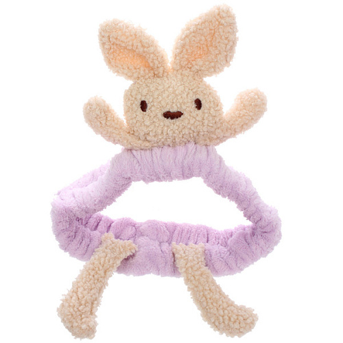 Повязка на голову косметическая ДАЙМОНД Ми, зайки с лапками, цвет лавандовый, серый, и бежевый, 2055см (ZIP пакет)_3