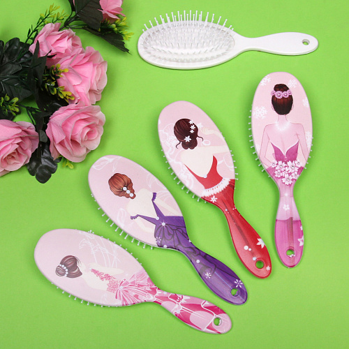 Расчёска массажная Stylish hair - Девушки, микс 4 вида, овал,  227 см_4