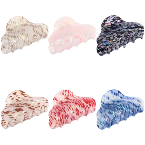 Заколка - краб для волос "AKS-EMPIRE", классика, микс 6 цветов, 8*4,5см