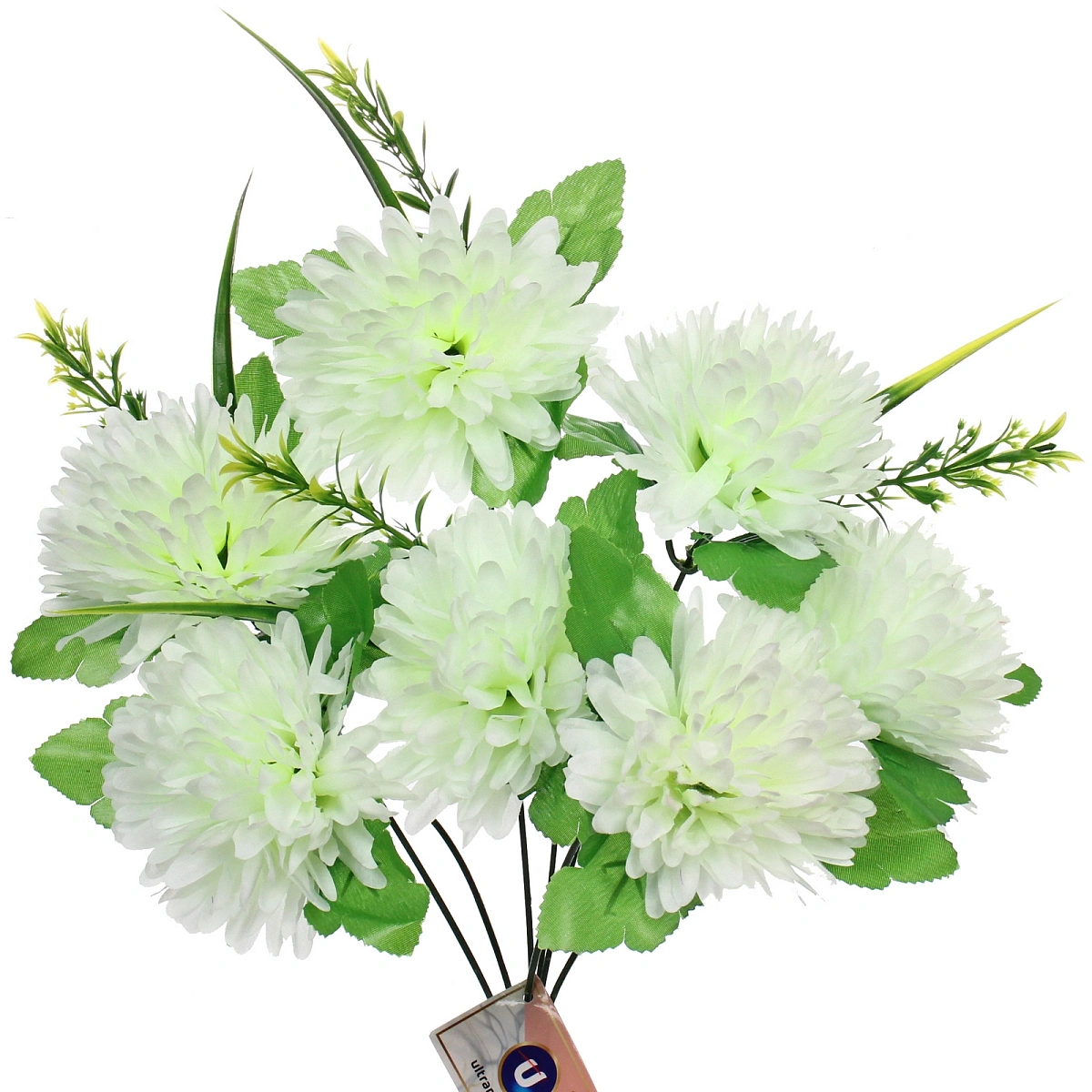 Искусственные цветы "Цветочная мелодия" Хризантемы 40см 7 цветков белые