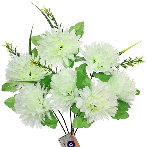 Искусственные цветы Цветочная мелодия Хризантемы 40см 7 цветков белые_4