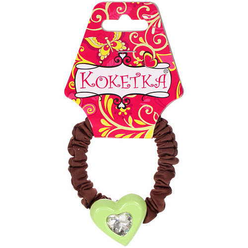 Резинка для волос 1шт Франка, цвет коричневый, серце микс, d-5,5см_5