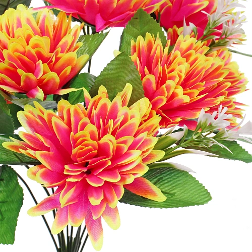 Искусственные цветы Цветочная мелодия Хризантемы 43см 10 цветков сиреневый неон_5