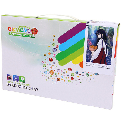 Алмазная мозаика на подрамнике с полным заполнением МИР ЯРКИХ КРАСОК, Хина с фруктами, 2030 см_3