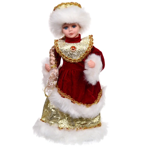 Снегурочка Новогодняя пьеса 40 см в красной шубке_2