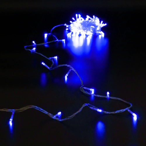 Гирлянда для дома  5,5м 50 ламп LED прозрач.пров.,8 реж, IP-20, Синий